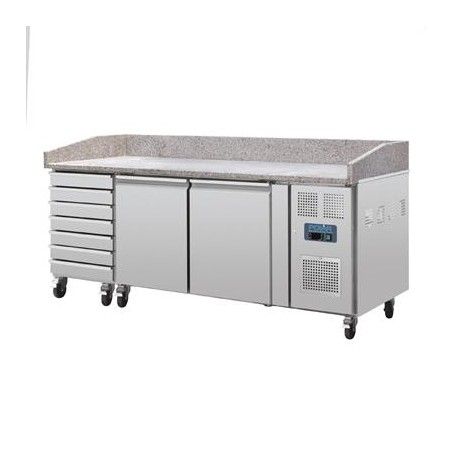 Mueble refrigerado para pizza con mesa de mármol, 2 puertas y cajones Polar CT423 Polar Refrigeration - Soluciones Hosteleras
