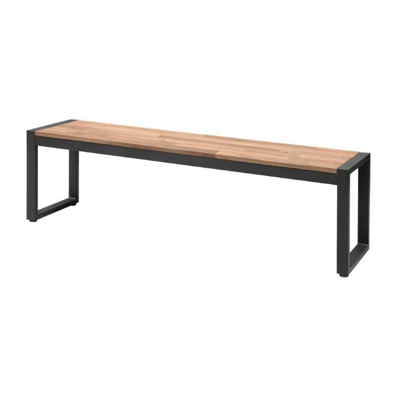 Juego de 2 bancos corridos grandes de madera de acacia y chasis de acero Bolero DS158 Bolero - Soluciones Hosteleras