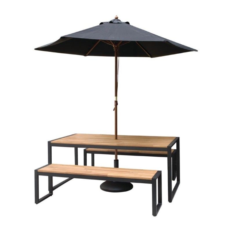 Juego de 2 bancos corridos grandes de madera de acacia y chasis de acero Bolero DS158 Bolero - Soluciones Hosteleras
