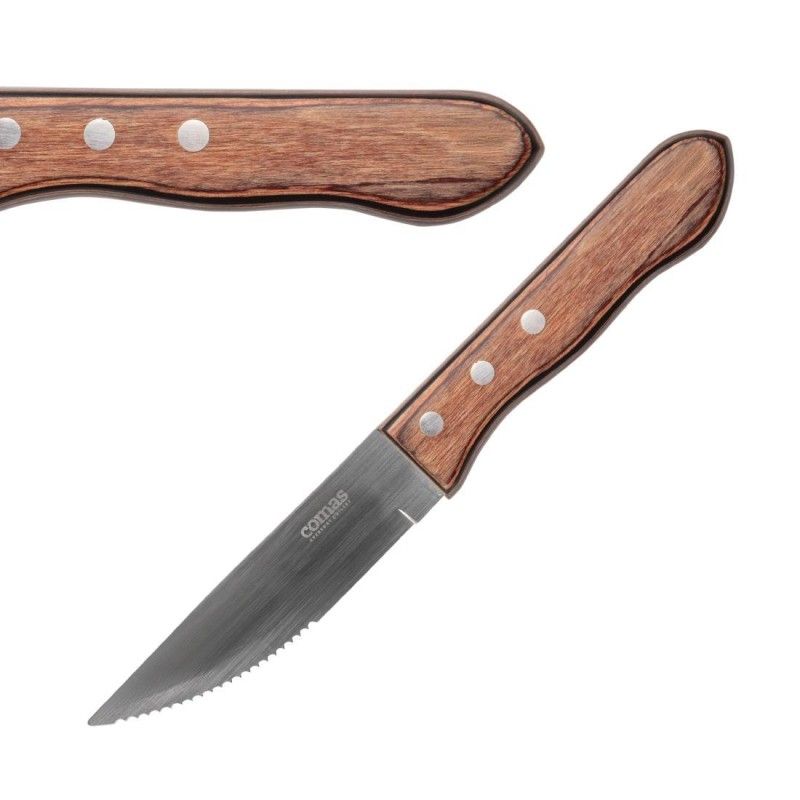 Juego de 6 cuchillos chuleteros Comas Churrasco con mango de madera DY413 Comas - Soluciones Hosteleras
